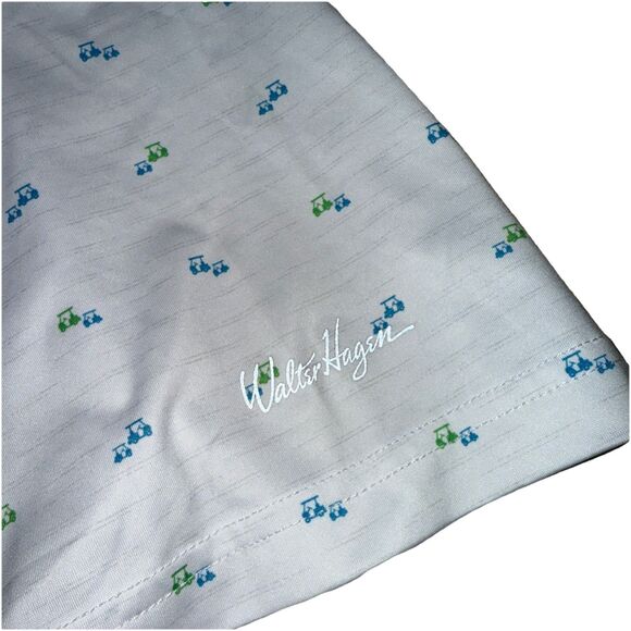 Walter Hagen Polo Shirt Men’s XXL White Golf Print Performance Button Collar - Picture 3 of 6